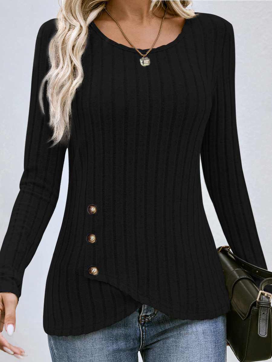 Women's Solid Color Slim Fit Crewneck Long Sleeve T-Shirt