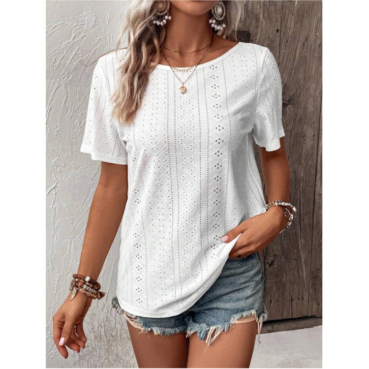 Women's Open-Back Hollow-Out Short-Sleeve T-Shirt