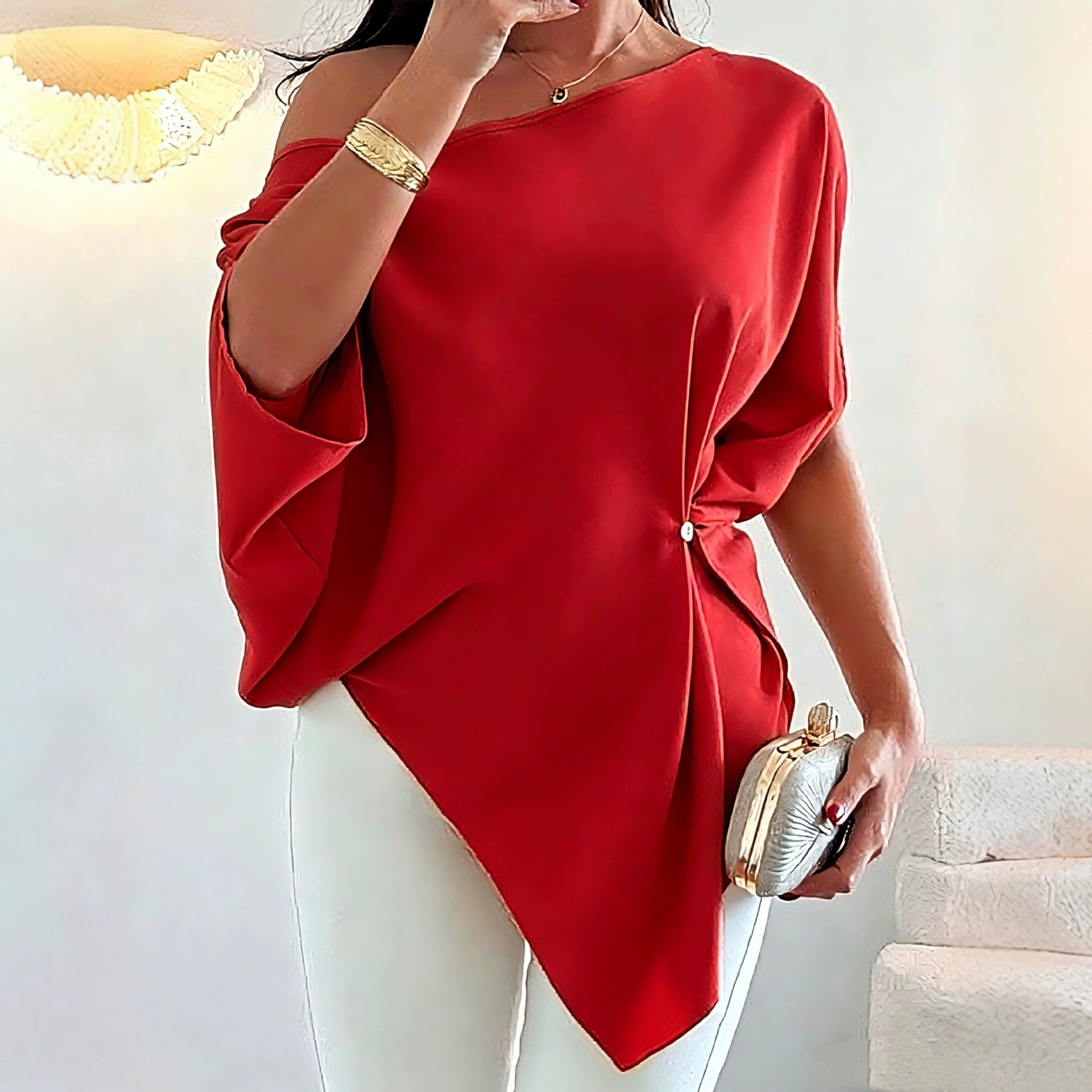 Women's Casual Button-Front Short Sleeve Top