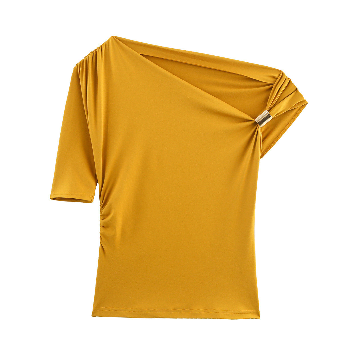 Women's Ruched One-Shoulder Slim Top 9 Colors