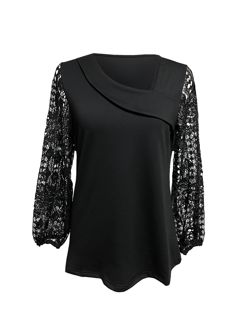 Women's Elegant Hollow-Out Lace Long-Sleeve Top