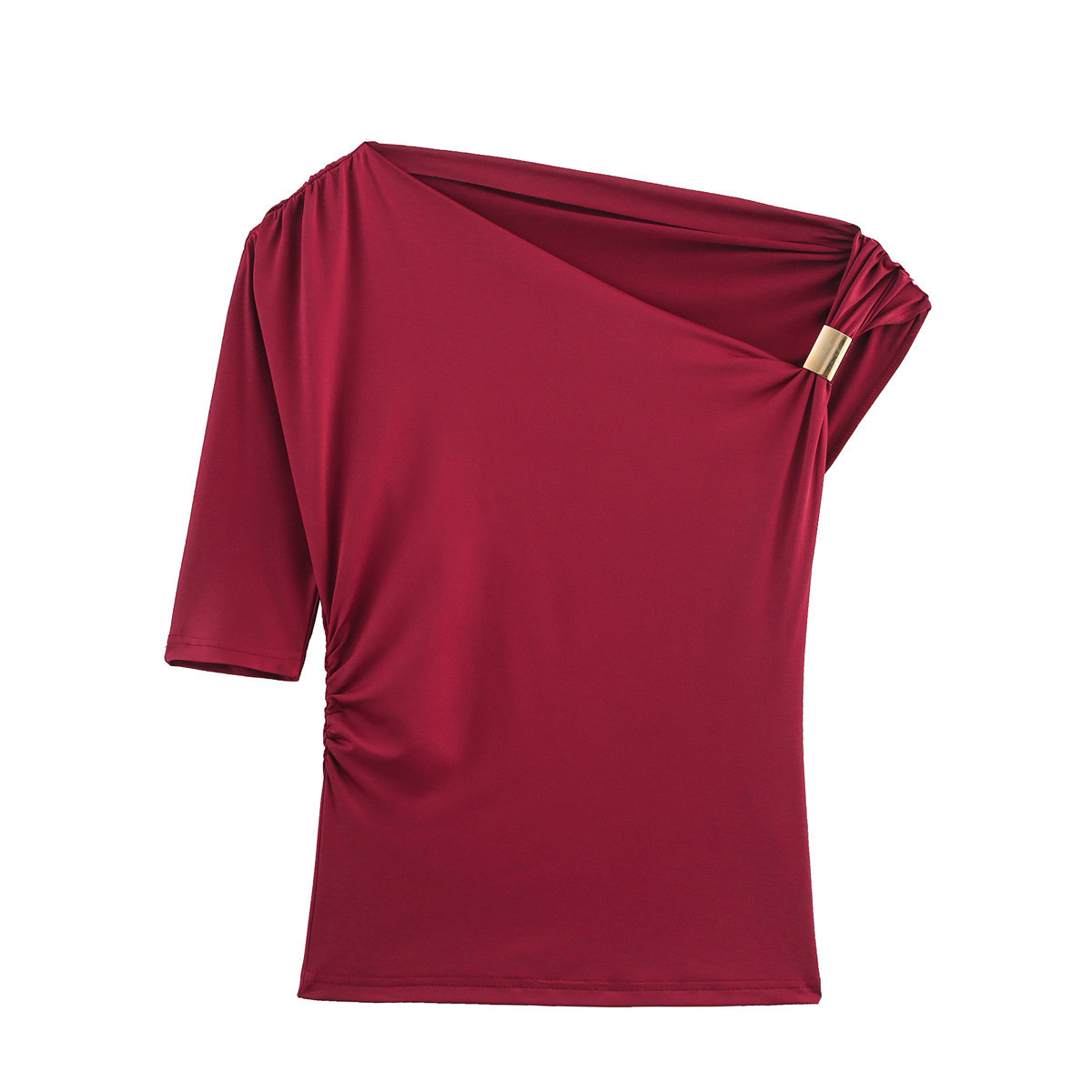 Women's Ruched One-Shoulder Slim Top 9 Colors