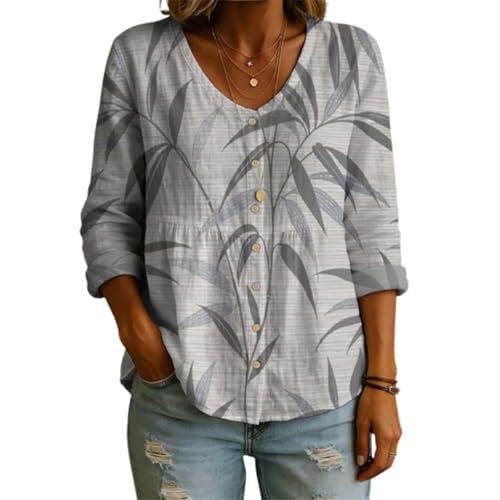 Floral Print V-Neck Long Sleeve T-Shirt