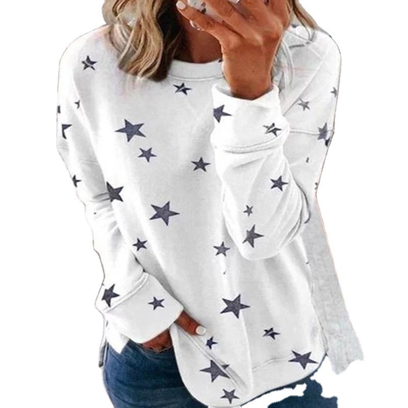 Star Print Long Sleeve Plus Size T-Shirt