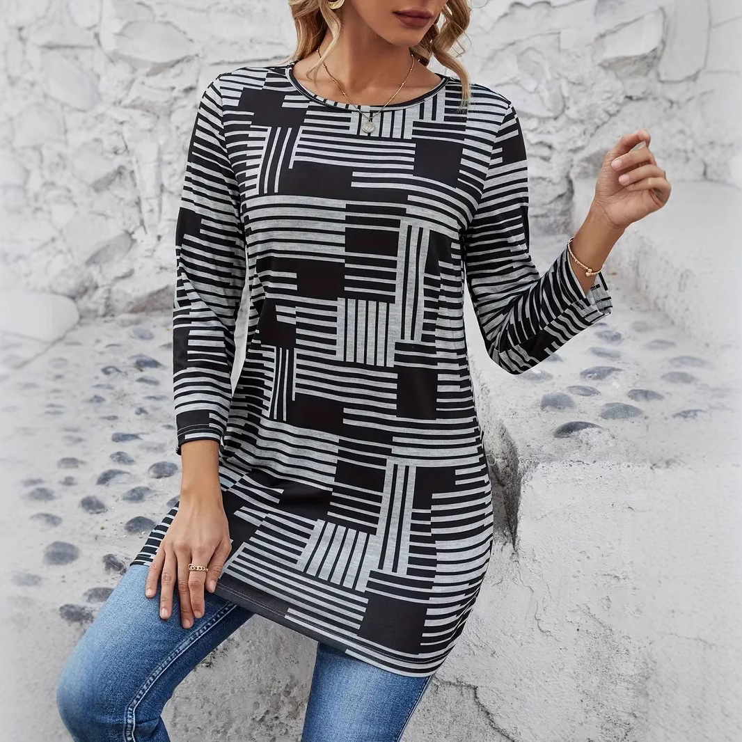 Women's Casual Crewneck Long-Sleeve Top