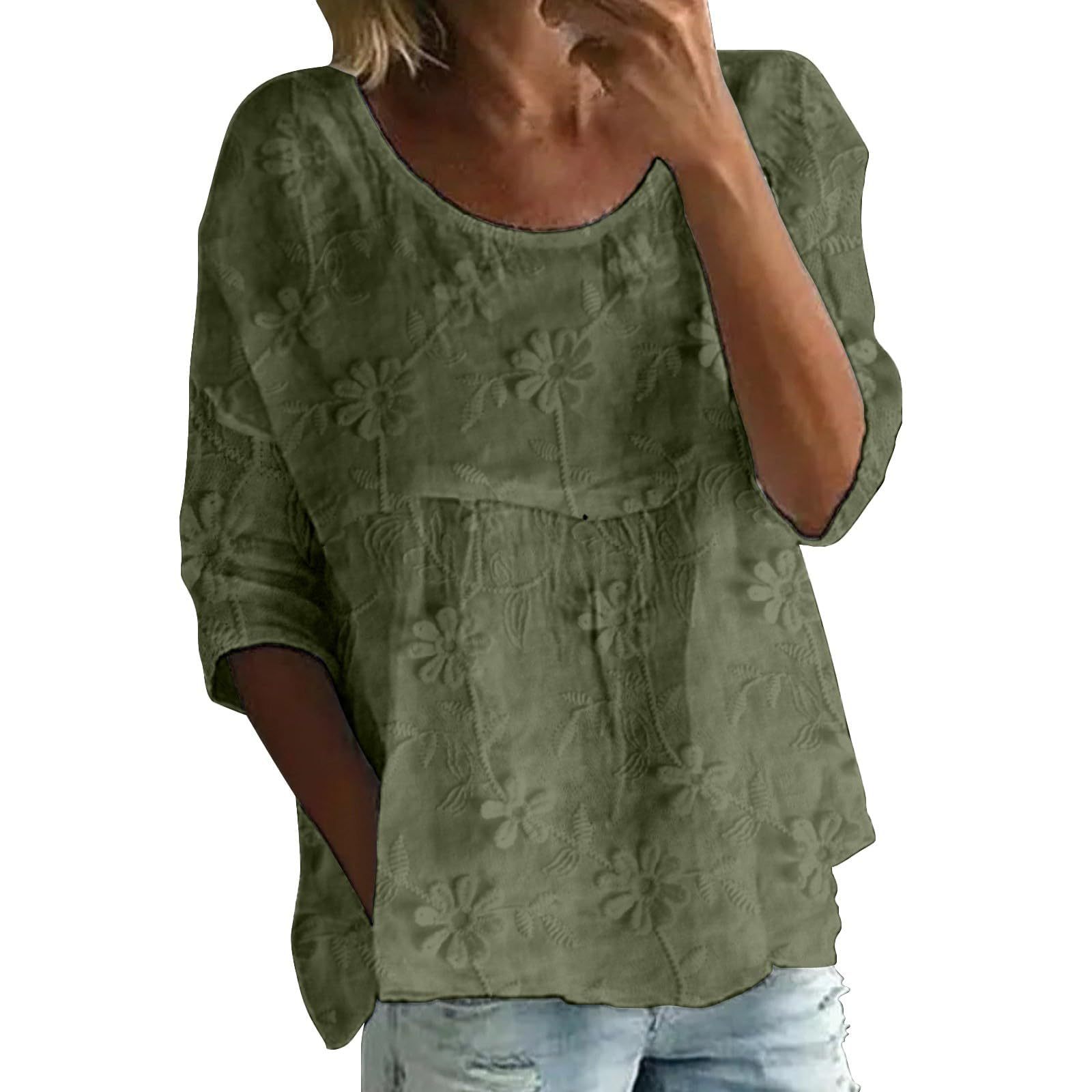 Summer Solid Print Round Neck Half-Sleeve Top