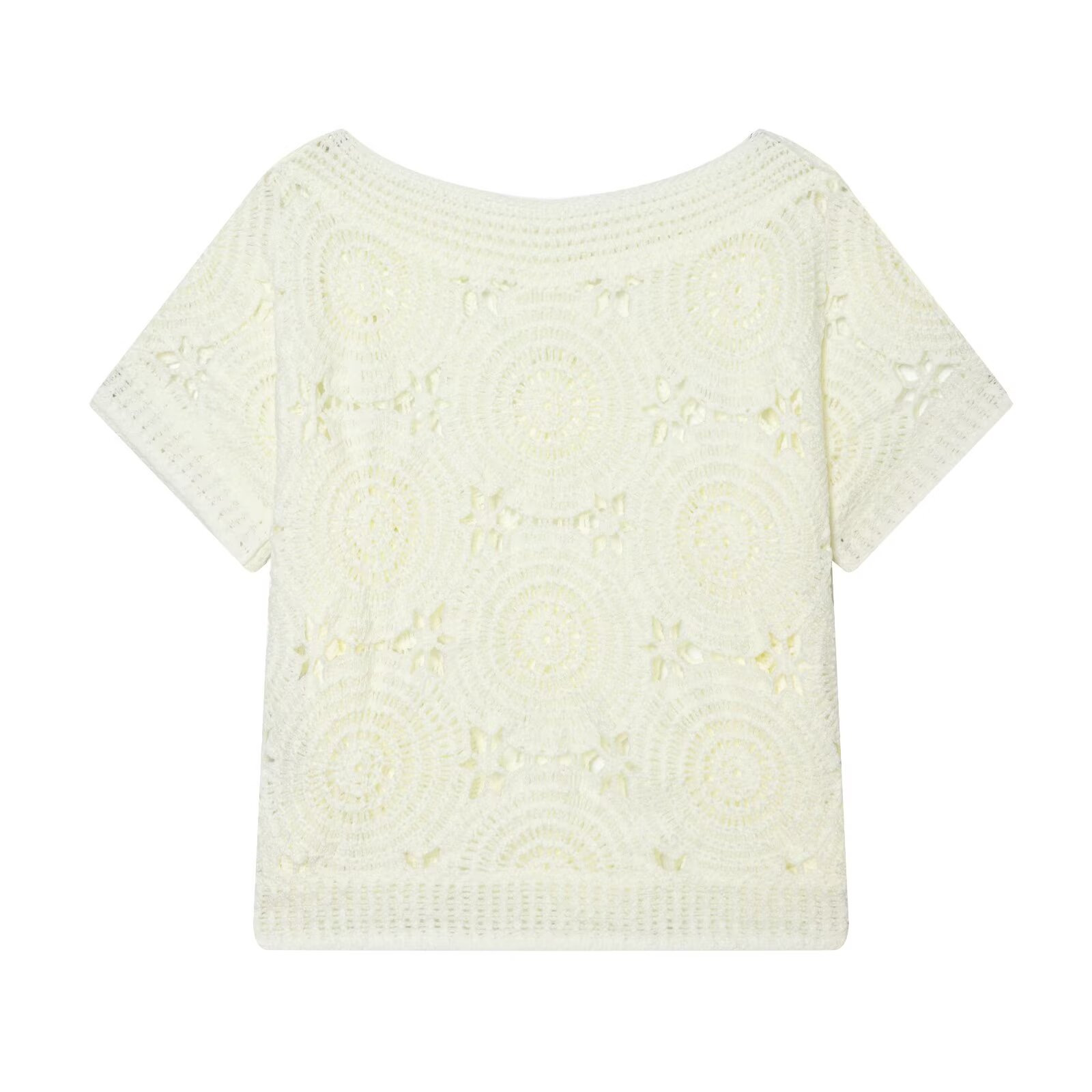 Women's Casual Floral Spliced Short-Sleeve Knit Top