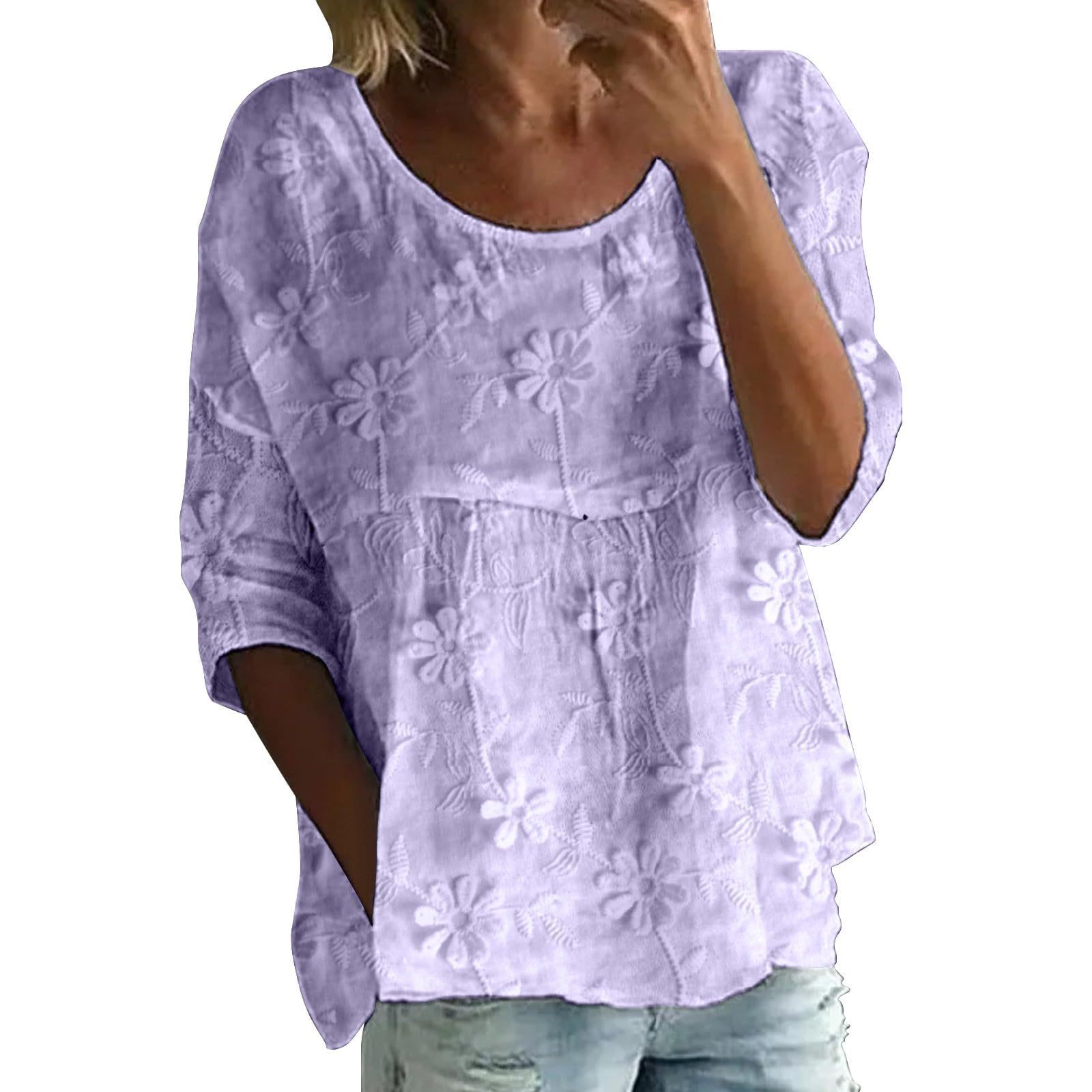 Summer Solid Print Round Neck Half-Sleeve Top