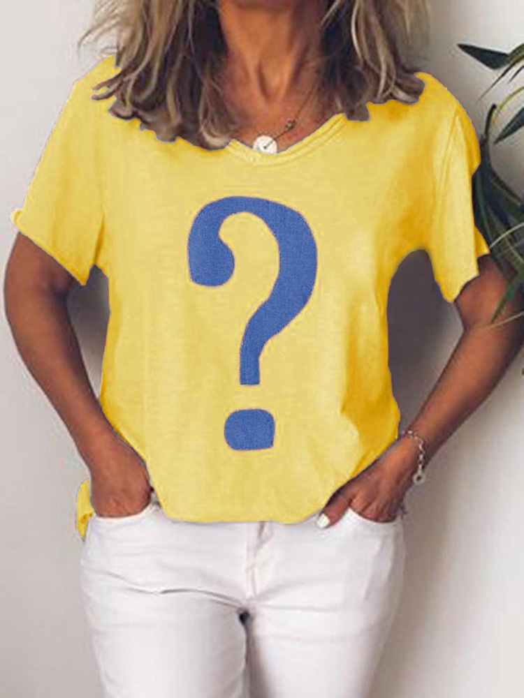 Women's Solid Print Short Sleeve V-Neck T-Shirt
