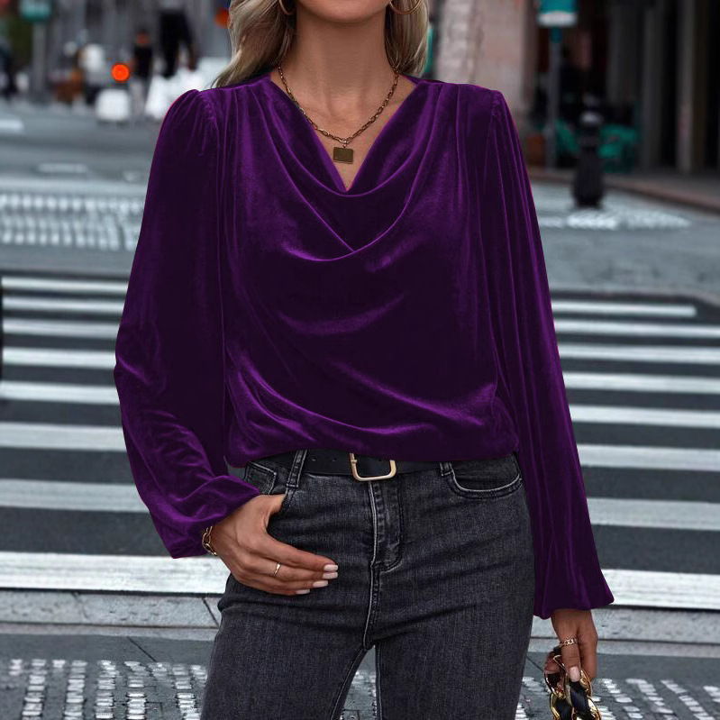 Women's Long Sleeve Cowl Neck Top
