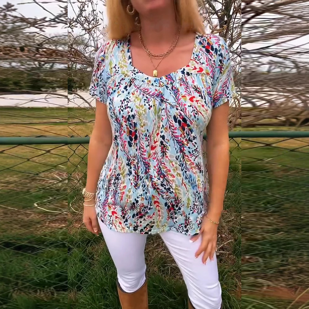 Women's Printed Loose Crewneck Short Sleeve T-Shirt