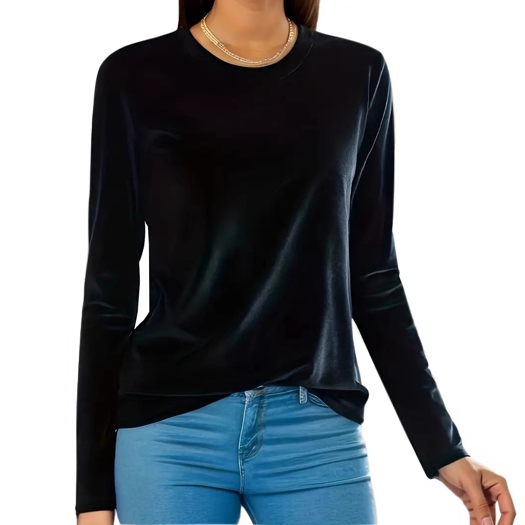 Women's Long Sleeve Crewneck T-Shirt Solid Color Thermal Base Layer