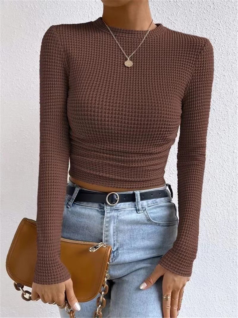 Women's Slim Fit Long Sleeve Crewneck Solid Color Base Layer Top