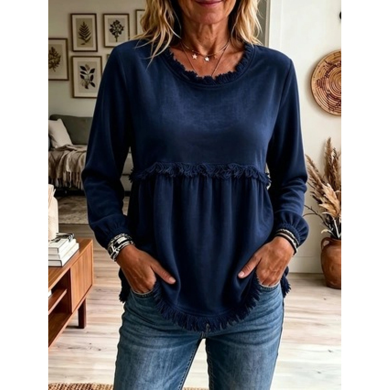 Women's Lace-Trimmed Loose Casual Top