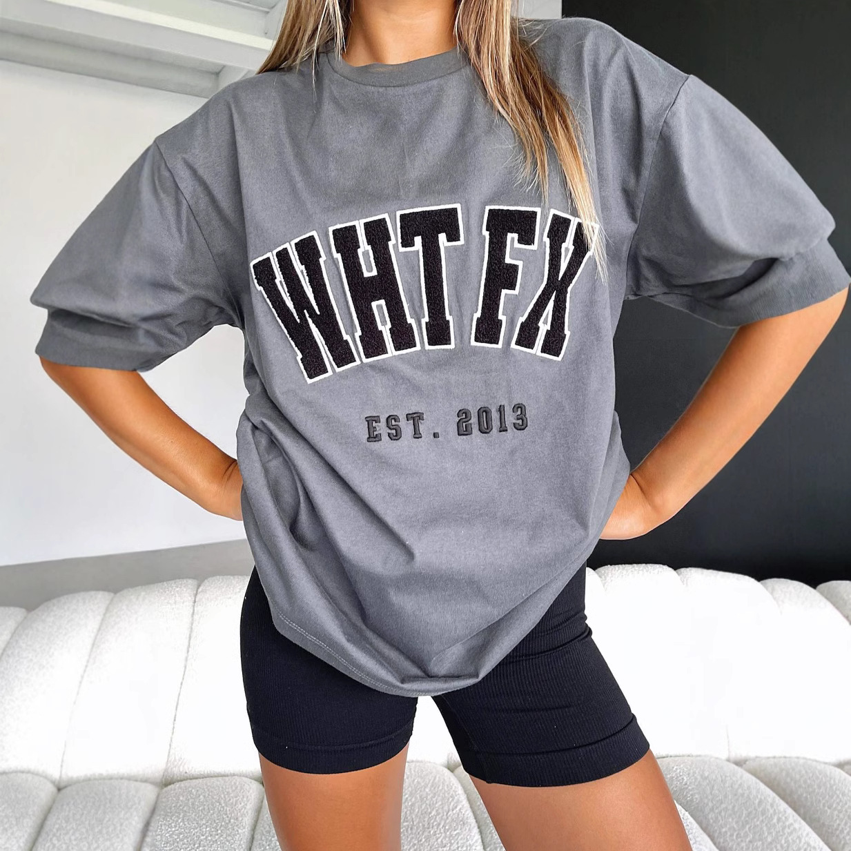 WHTFX Graphic Print Loose Crewneck T-Shirt
