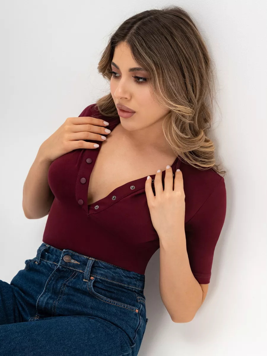 Women's Slim Fit Button Short Sleeve T-Shirt