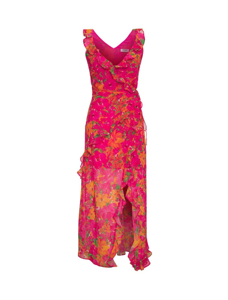 Women's Low-Cut Floral Cami Dress with Slit