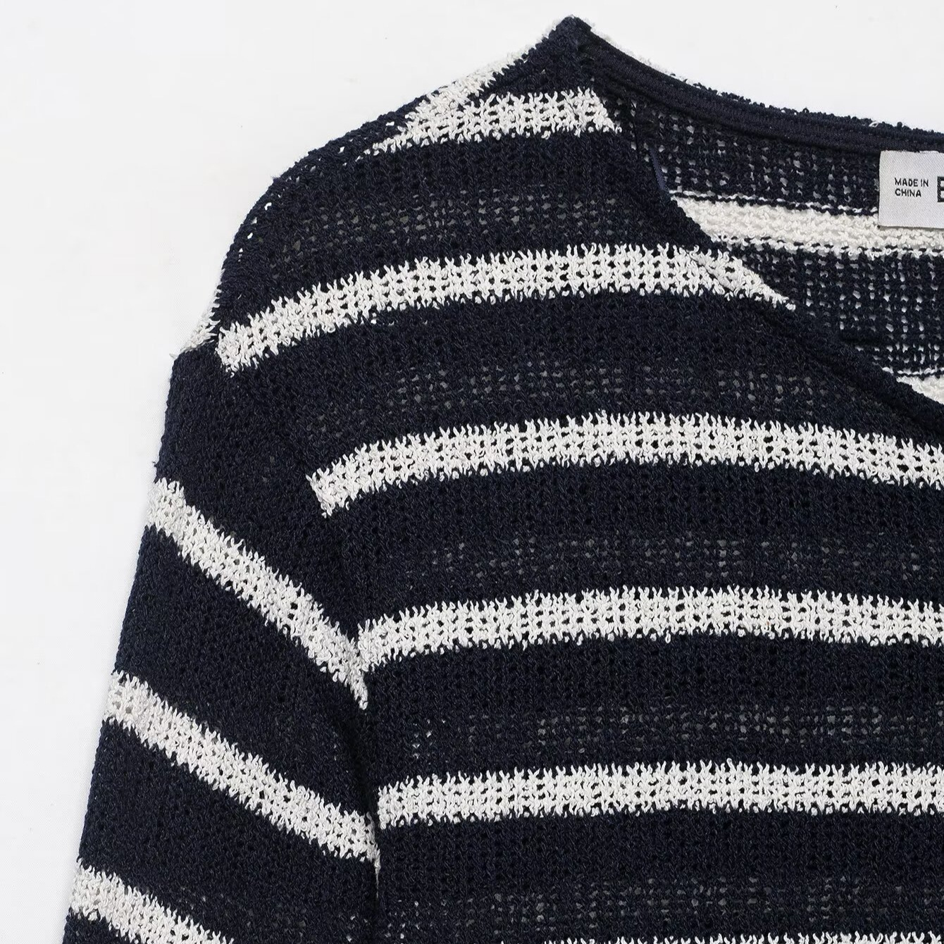 Striped Color-Block Buttoned Small Open Collar Long-Sleeve Top