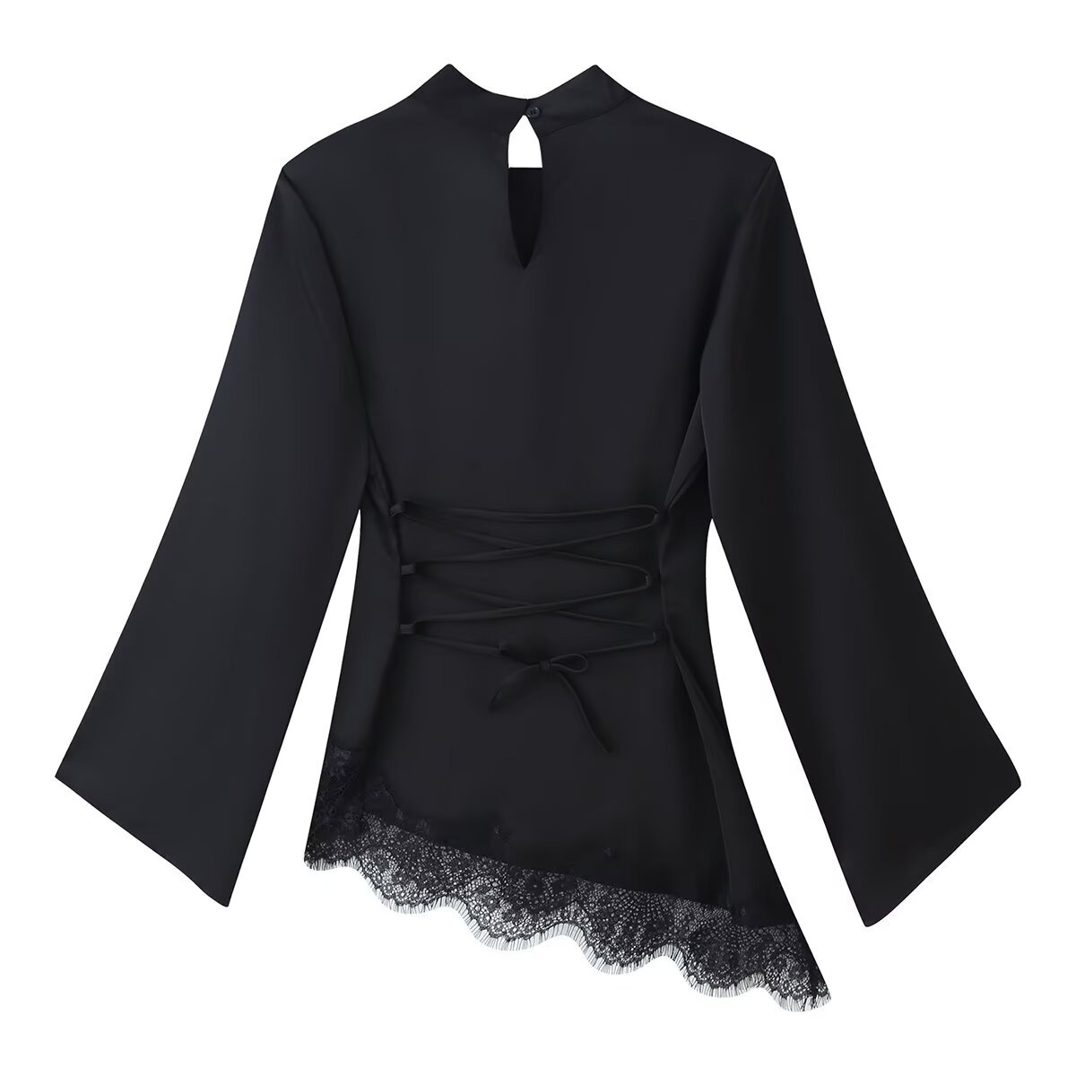 Women's Slim-Fit Lace Long-Sleeve Top