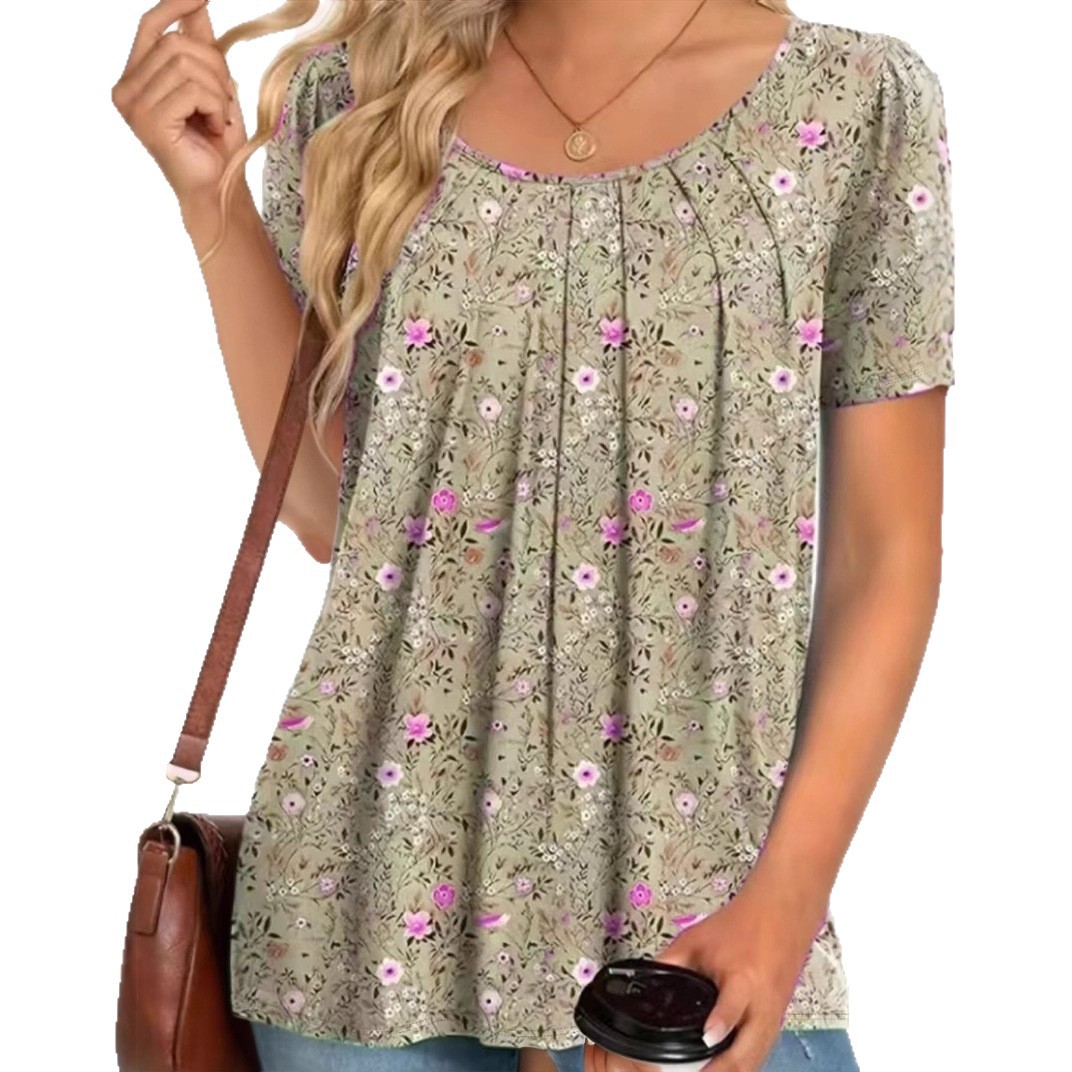 Floral Print Short Sleeve Women's T-Shirt
