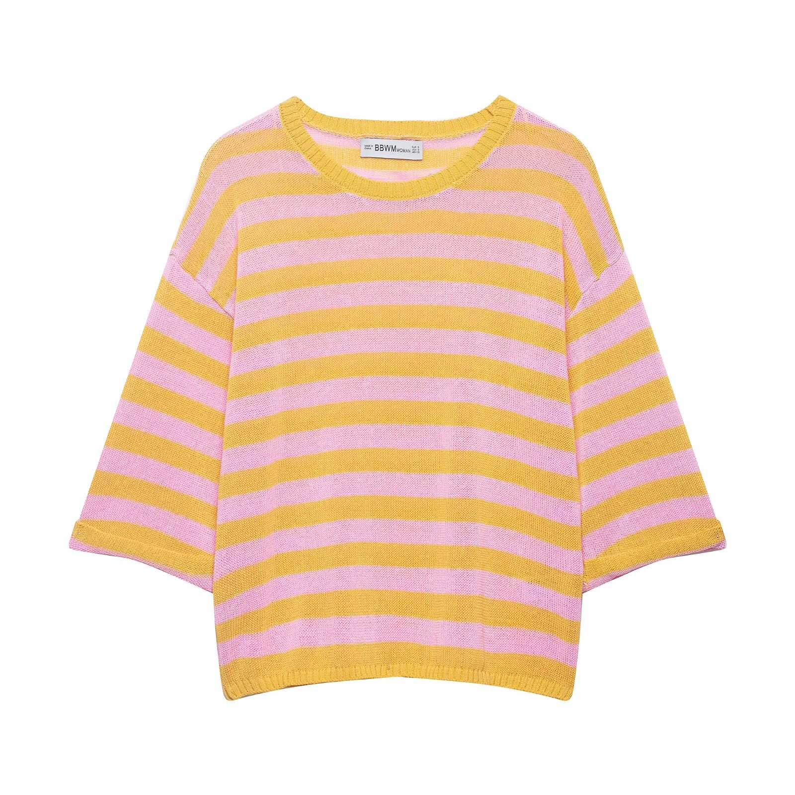 Women's Loose Layered Cut Knit Short Sleeve Top
