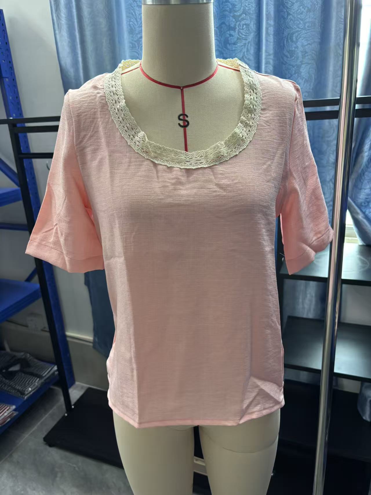 Women's Vintage Short Sleeve Lace U-Neck Tank Top