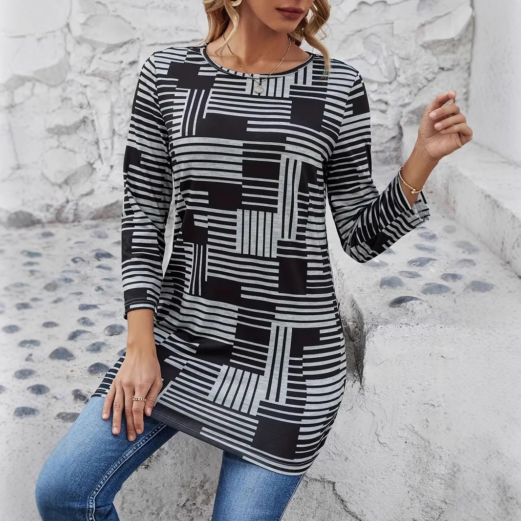 Women's Casual Crewneck Long-Sleeve Top