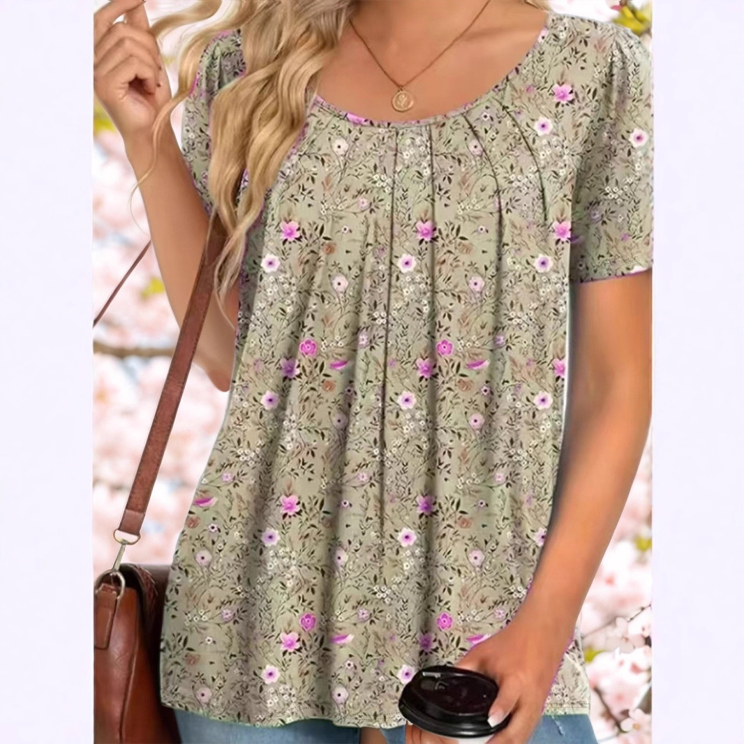 Floral Print Short Sleeve Women's T-Shirt