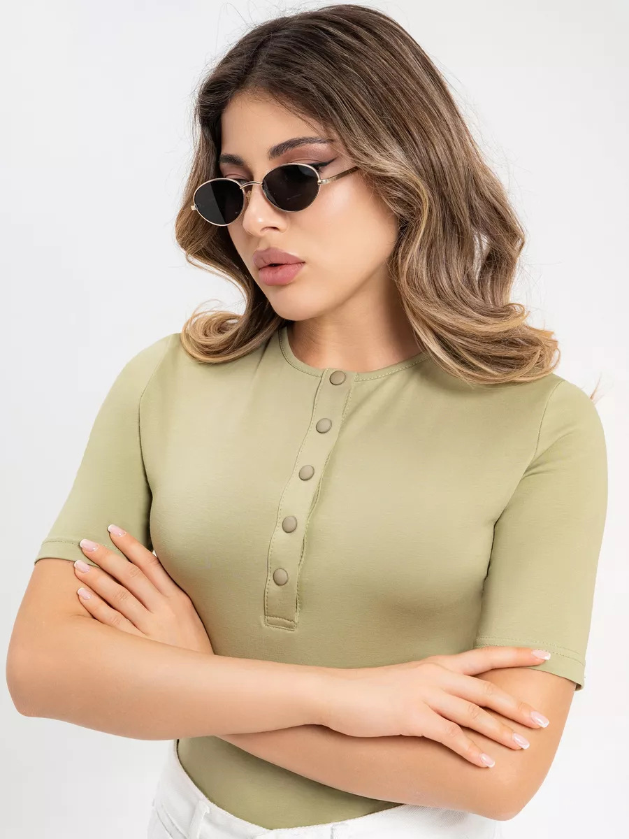 Women's Slim Fit Button Short Sleeve T-Shirt