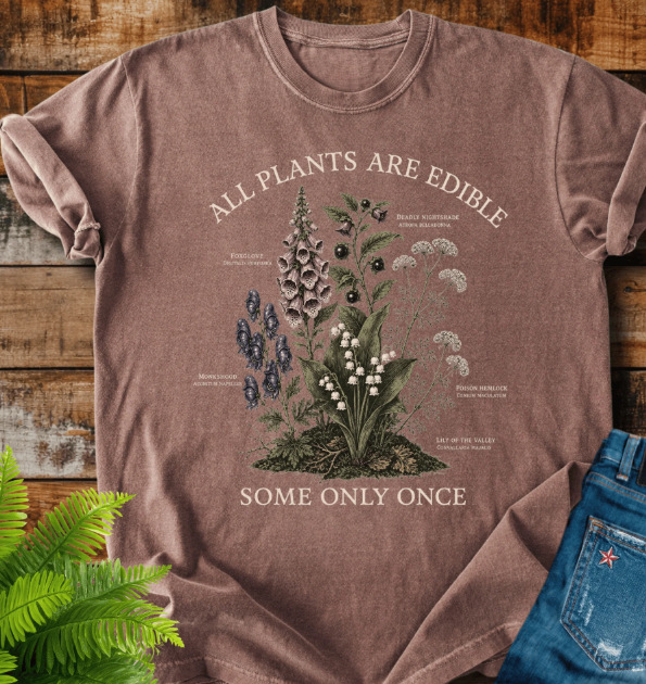 Retro Poisonous Plant Graphic Print Short Sleeve Tee for Women