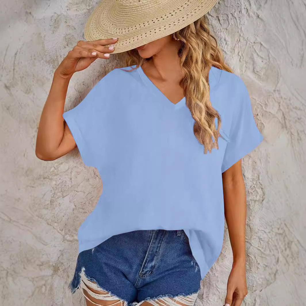 Women's Loose Casual Floral Print Cotton Linen Short Sleeve T-Shirt