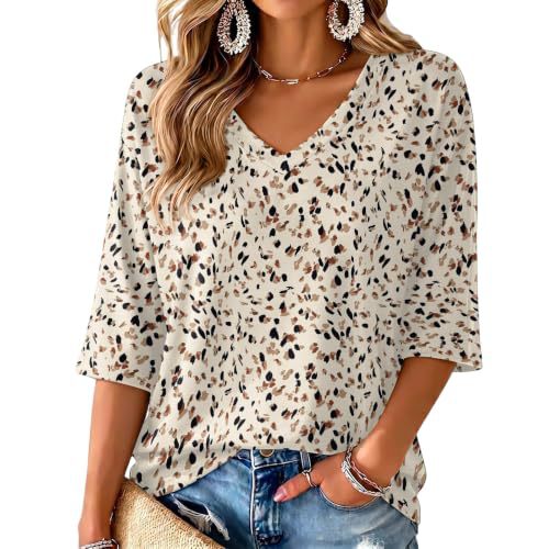 Floral Print V-Neck Half-Sleeve Women's T-Shirt