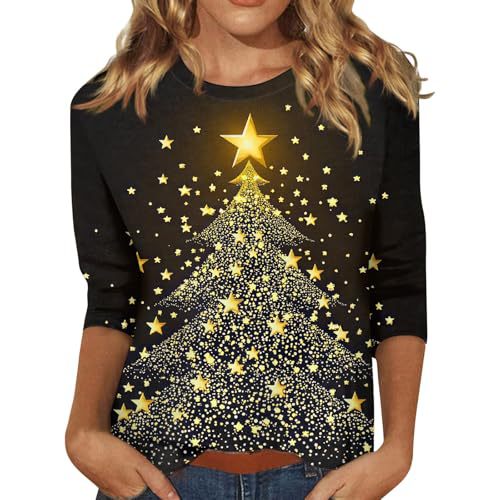Christmas Tree Bow Print Women's Half-Sleeve T-Shirt