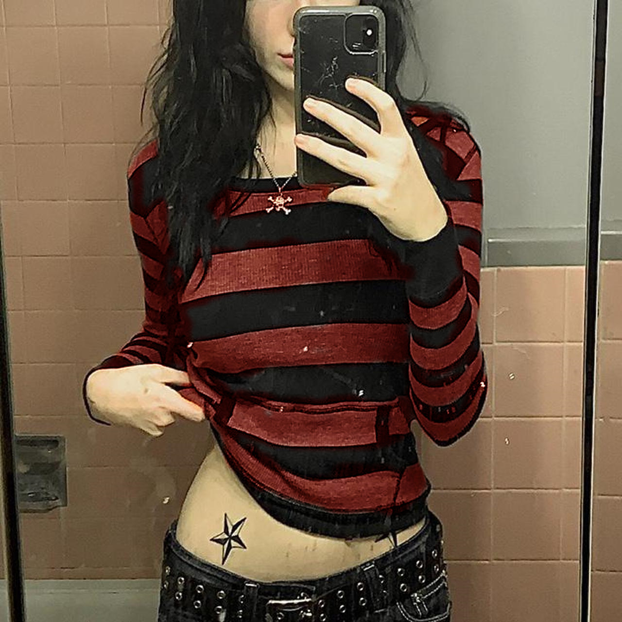 Women's Color-Block Striped Long-Sleeve Hooded Pullover Top