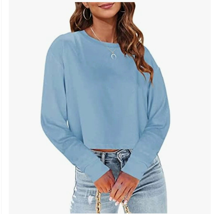 Women's Solid Crewneck Long-Sleeve Top
