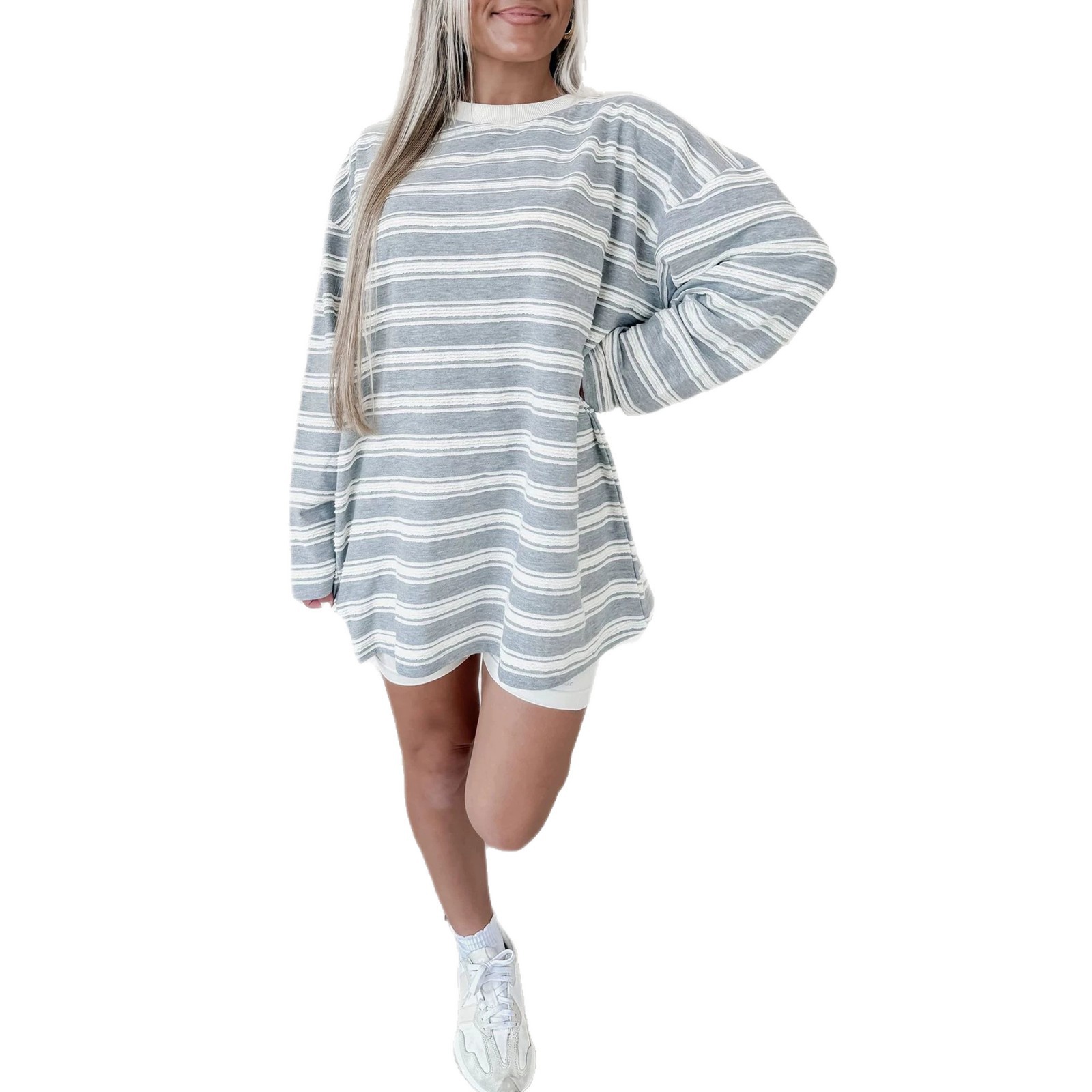 Striped Long Sleeve Relaxed Fit Casual Top for Women