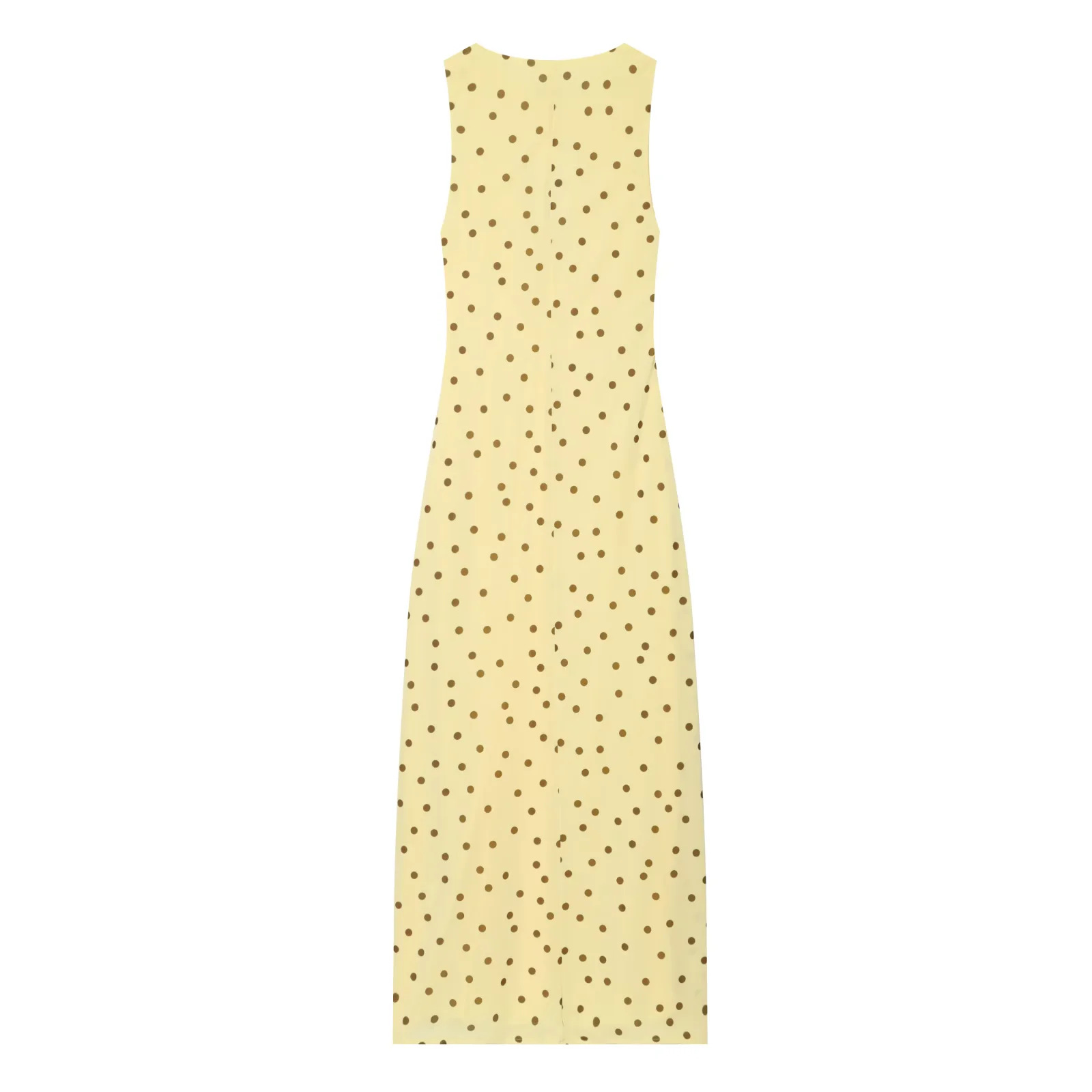 Women's Sleeveless Off-Shoulder Polka Dot Bodycon Midi Dress