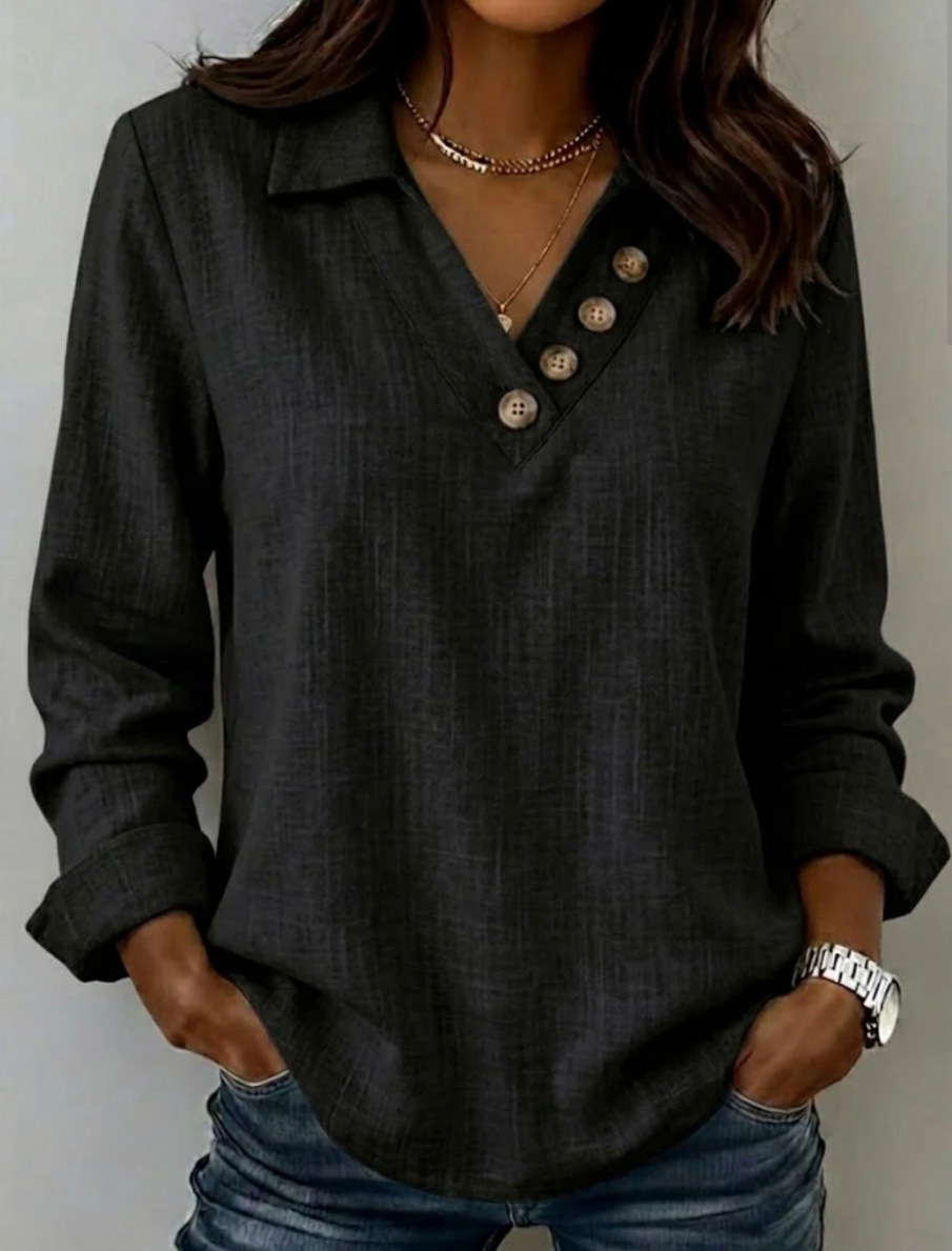 Women's Casual V-Neck Long-Sleeve T-Shirt