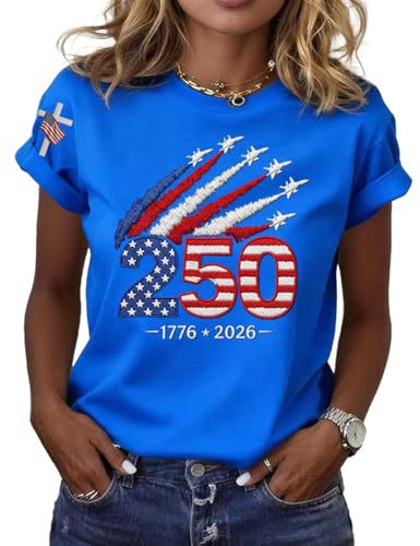 Women's Summer American 250th Anniversary Flag Print T-Shirt