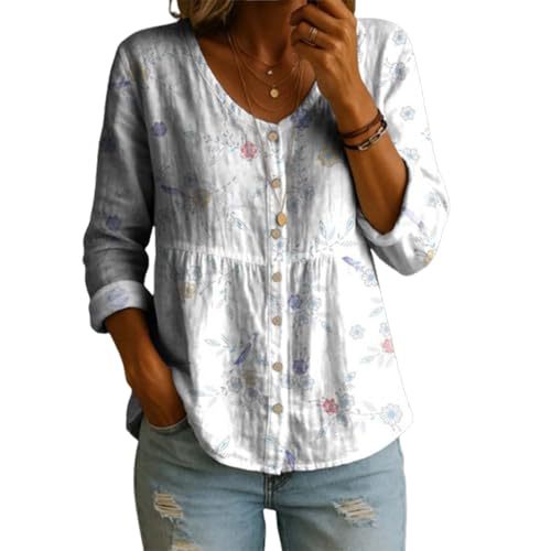 Floral Print V-Neck Long Sleeve T-Shirt