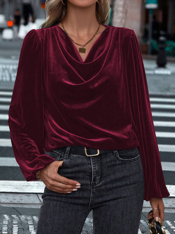 Women's Long Sleeve Cowl Neck Top