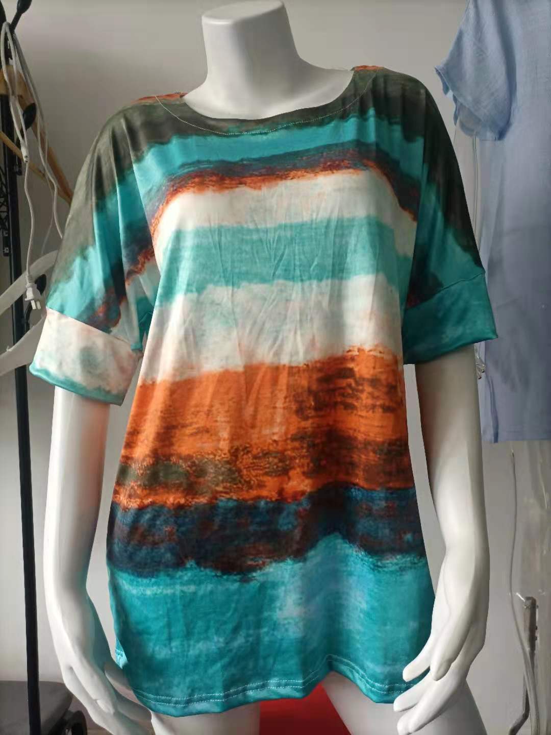 Women's Short Sleeve Gradient Colorblock T-Shirt