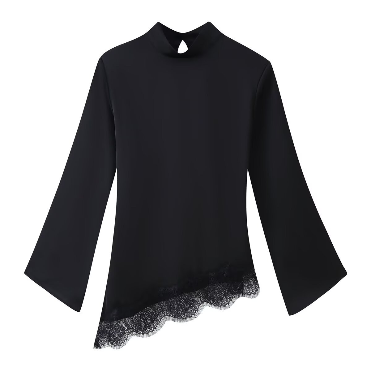 Women's Slim-Fit Lace Long-Sleeve Top