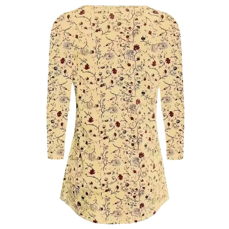 Women's Floral Print Long Sleeve Crew Neck T-Shirt