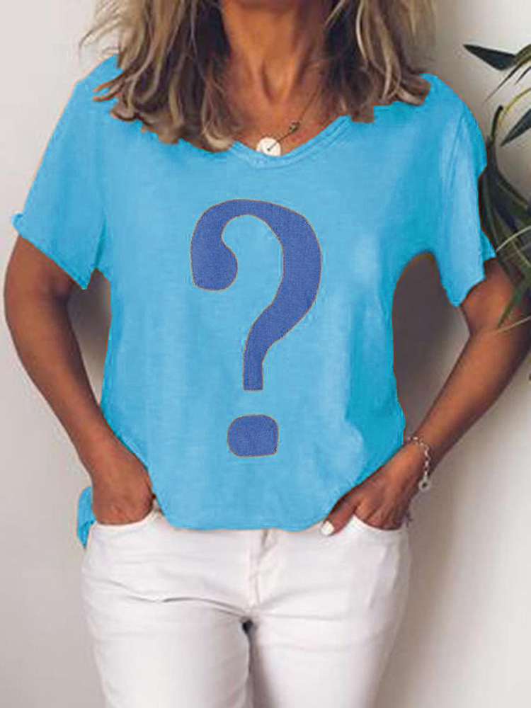 Women's Solid Print Short Sleeve V-Neck T-Shirt