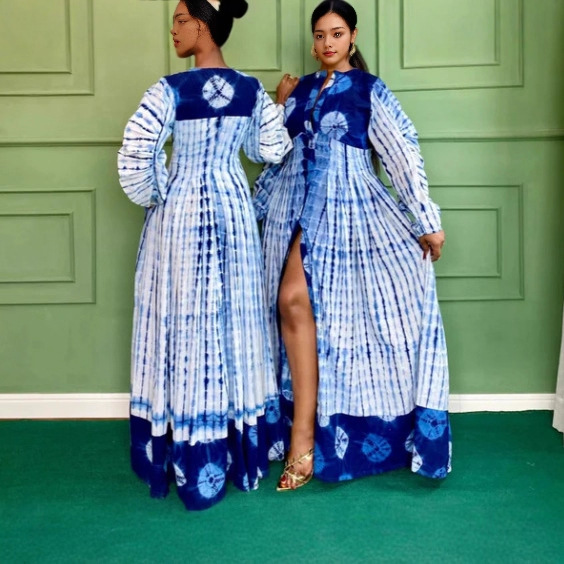 Elegant Printed Long Sleeve A-Line Dress