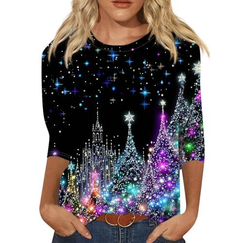 Christmas Tree Bow Print Women's Half-Sleeve T-Shirt