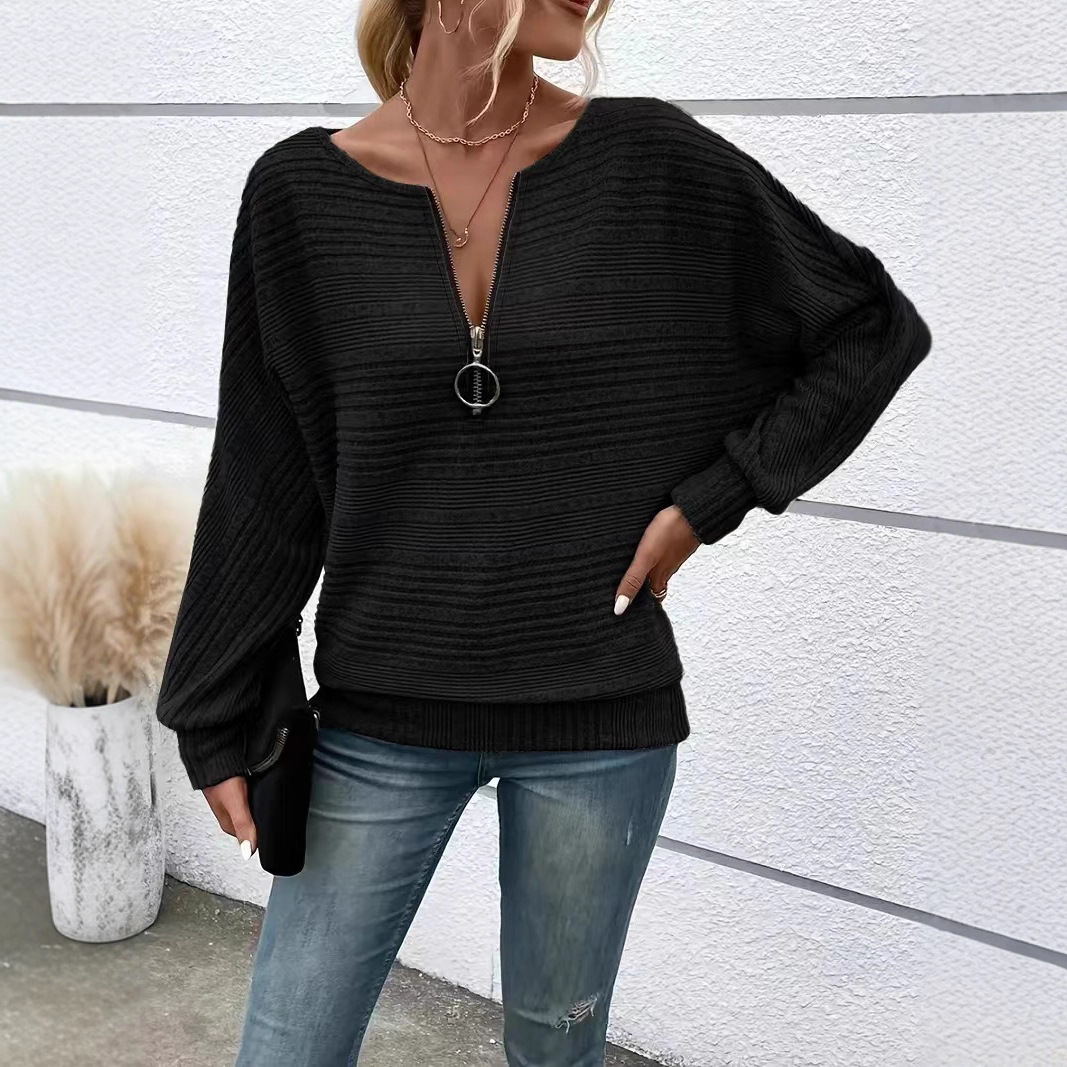 Women's Solid Color Long Sleeve Crewneck Patchwork Pullover Top