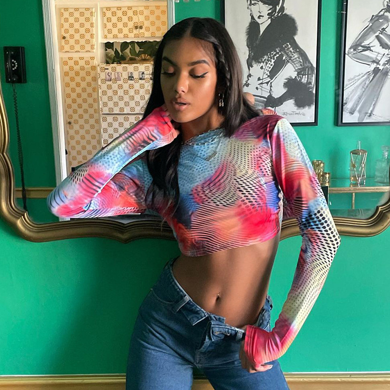 Long Sleeve Cutout Open Back Slim Crop Top