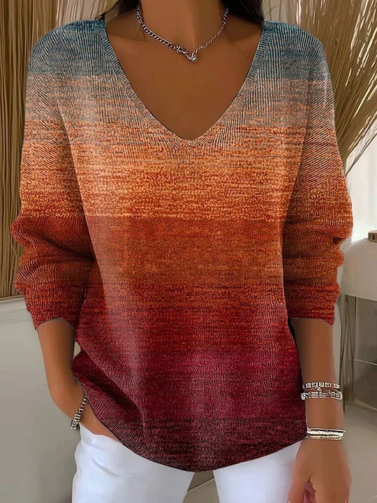 Dinosaur Floral Plaid V-Neck Long-Sleeve T-Shirt